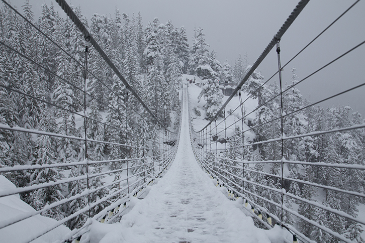 Empty sea to sky sky pilot suspension bridge